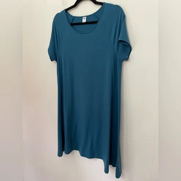 Old Navy Bundle Of 2 Jersey Knit Dresses ~ Teal & Coral ~ Women’s Size Large - Picture 2 of 16